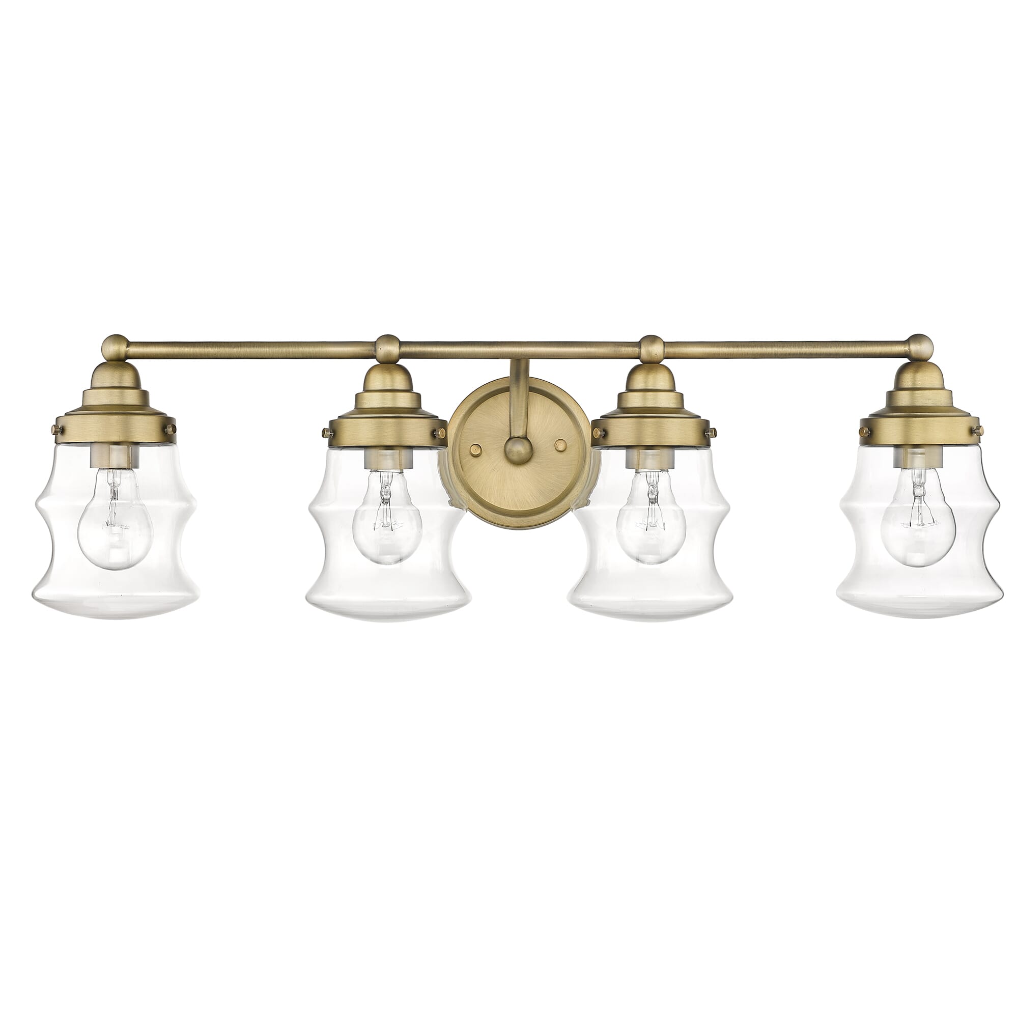Antique Brass Four Light Vanity from the Keal Collection