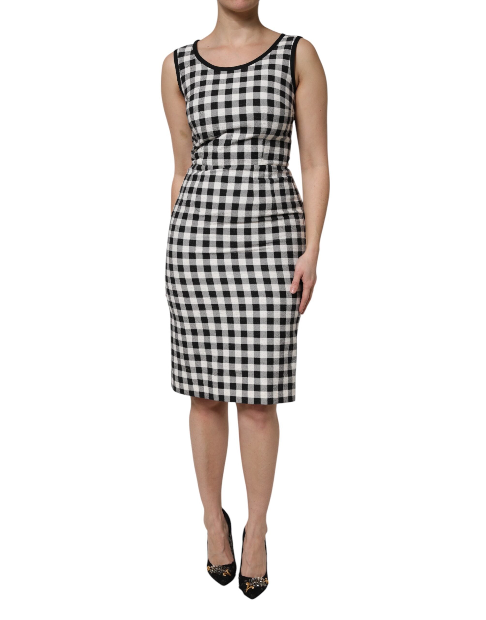 Checkered Cotton Dress — Black