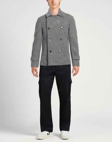 Man Coat Grey Size 38 Polyester, Acrylic, Virgin Wool, Elastane