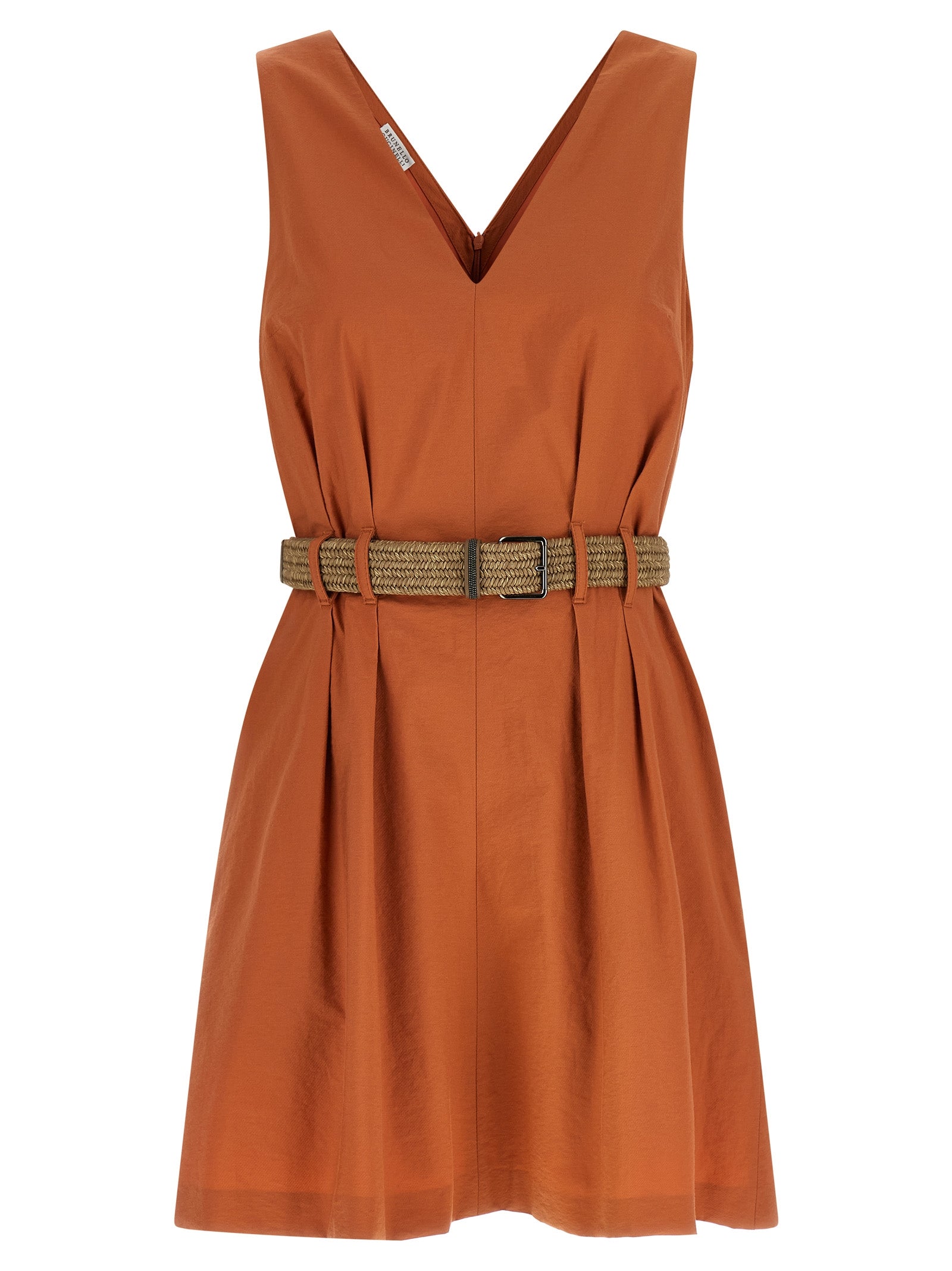 Techno Cotton with Rope Belt Dress — Orange