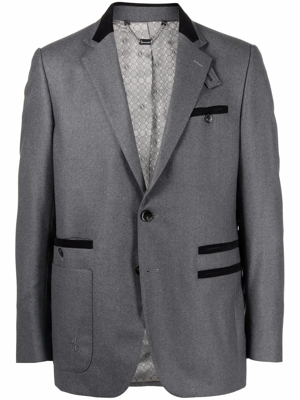 Tailored-fit virgin wool blazer - Grey