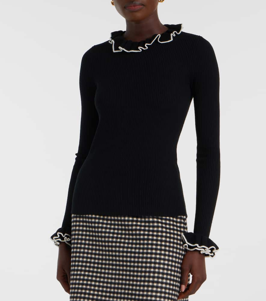 Ruffled virgin wool sweater