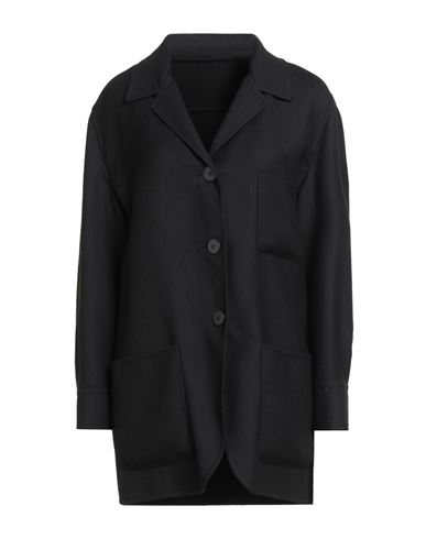 Woman Coat Black Size L Virgin Wool