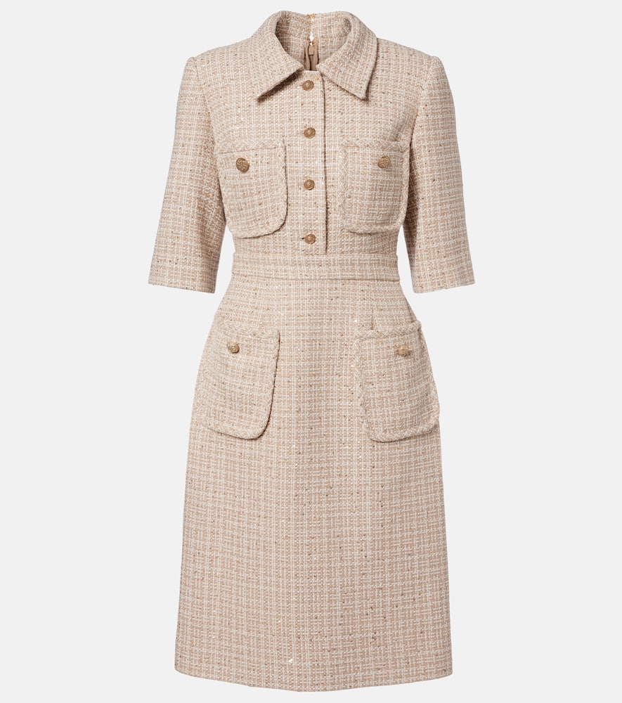 Sequined tweed midi dress