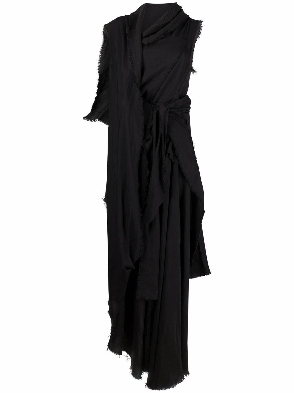 Asymmetric draped maxi dress - Black