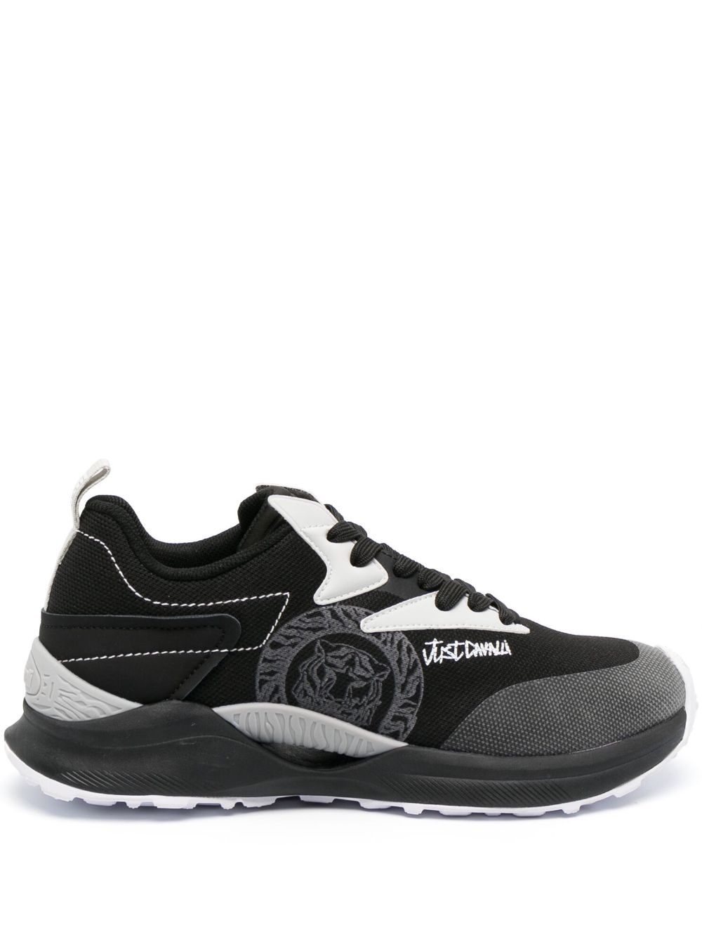 Lace-up panelled sneakers - Black
