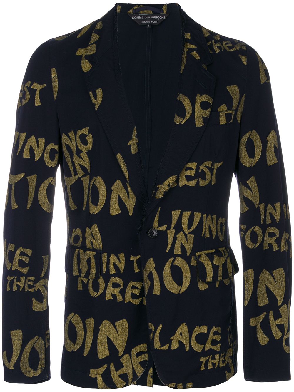 Typographic-print blazer - Blue