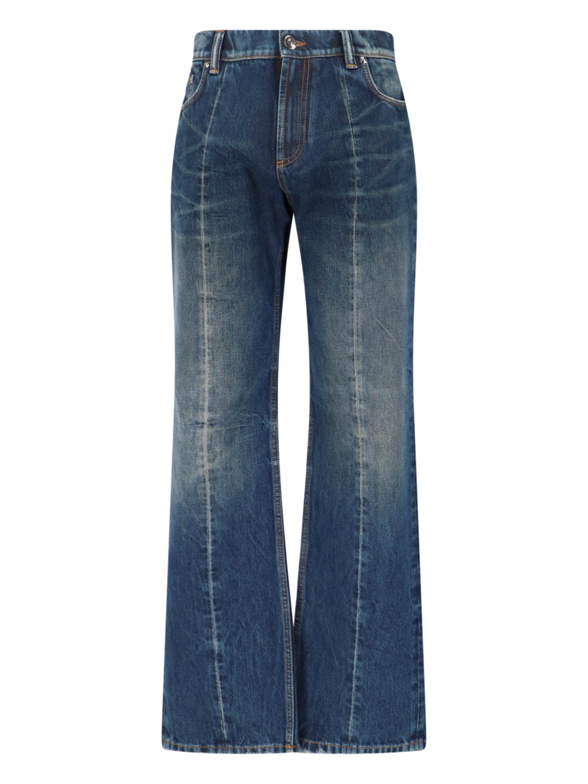 Women's 100% Cotton Jeans with Calf Leather Trim