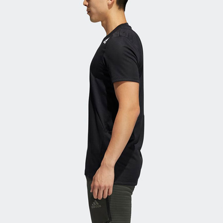 Solid Color Training Sports Short Sleeve Black