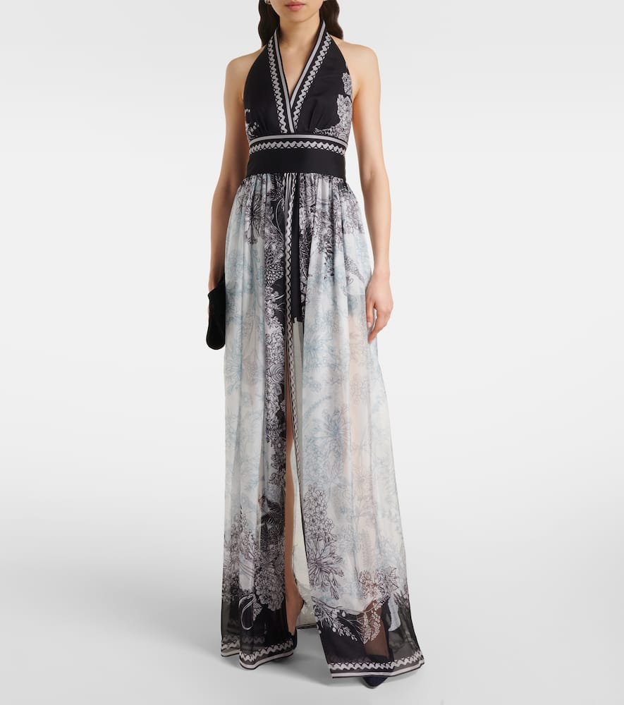 Printed silk chiffon maxi dress
