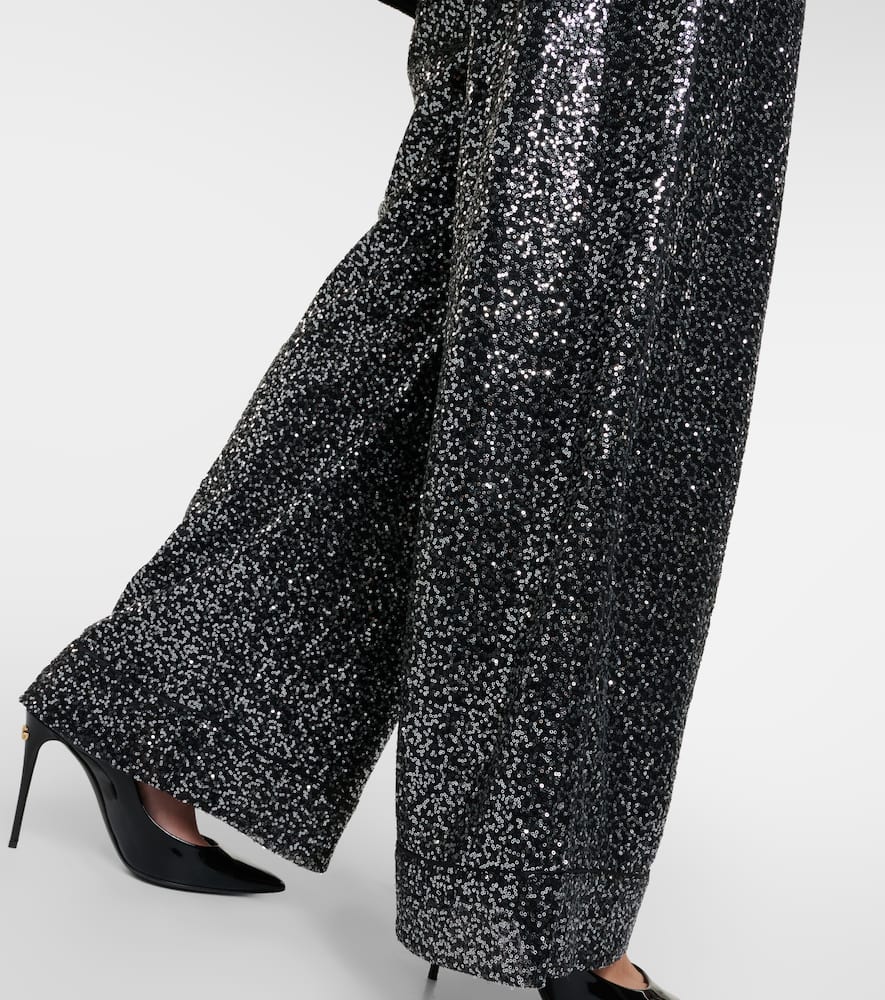 Sequined high-rise wide-leg pants