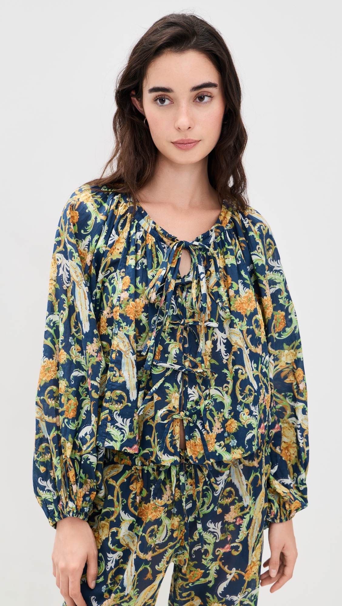Oleander Blouse Royal Birds Navy One Size