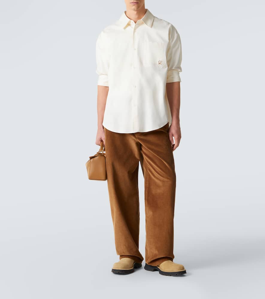 Cotton corduroy wide-leg pants