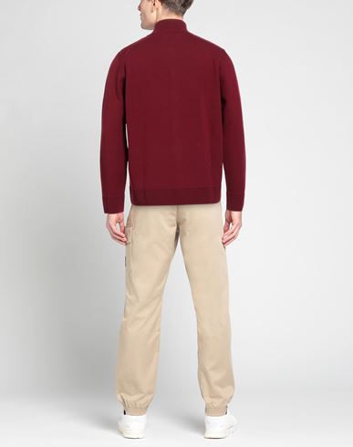 Man Cardigan Burgundy Size 36 Merino Wool