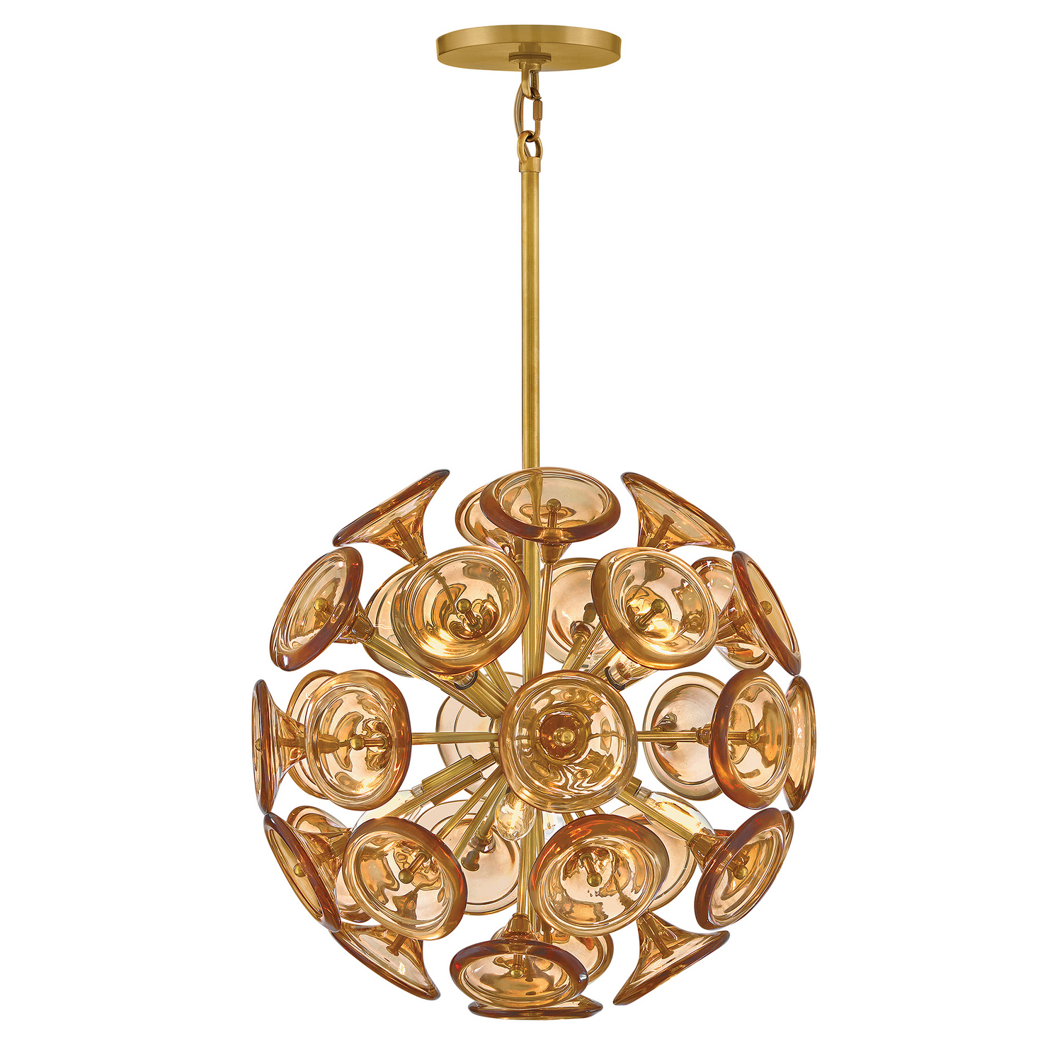 Unlacquered Brass LED Pendant from the Maya Collection