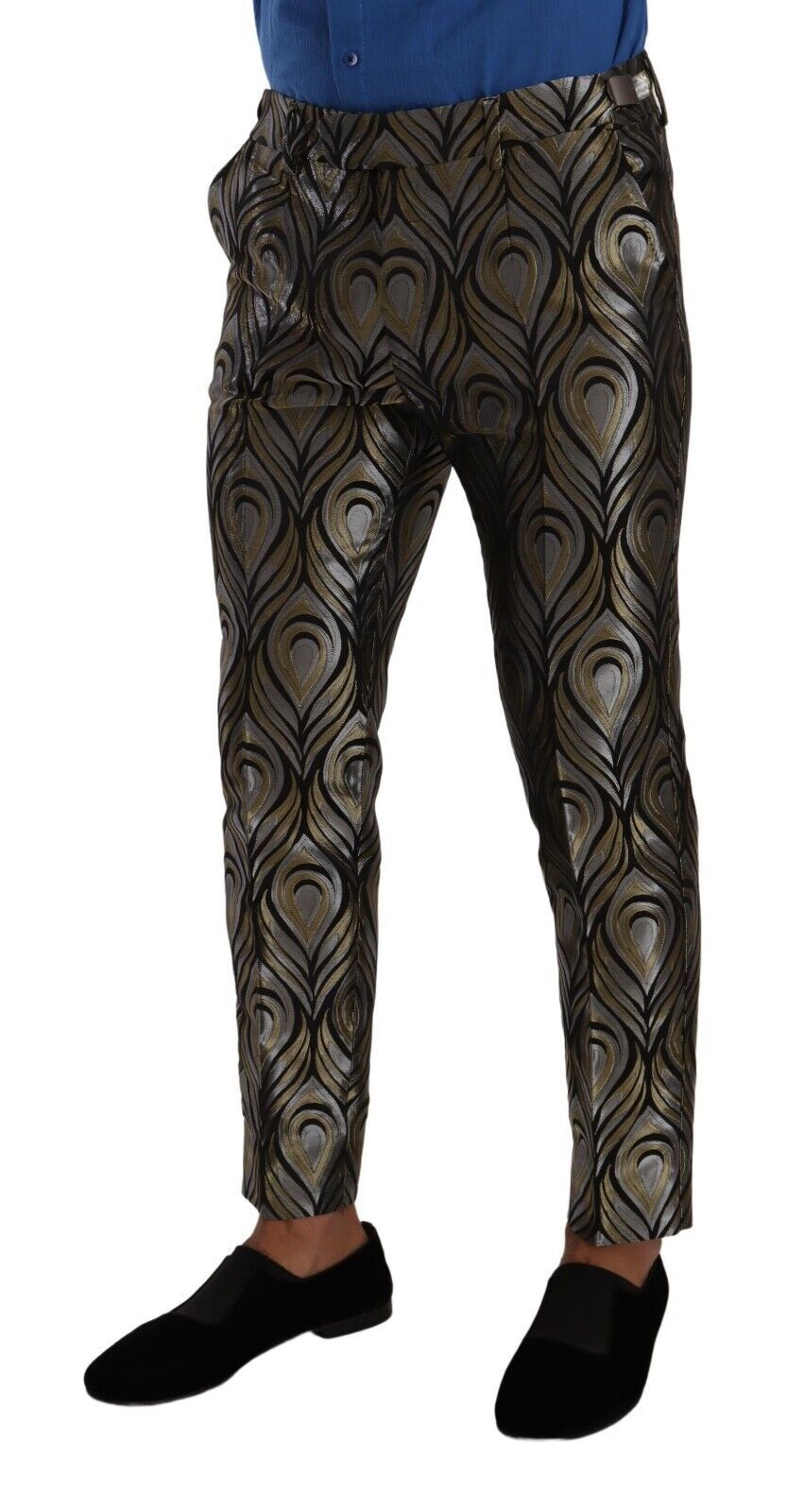 Jacquard-Patterned Trousers — Black