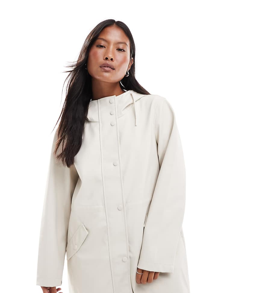 Coated rain jacket with hood in moonbeam stone-Neutral