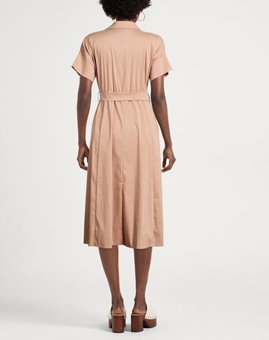 Woman Midi dress Sand Size 10 Cotton, Polyamide, Elastane