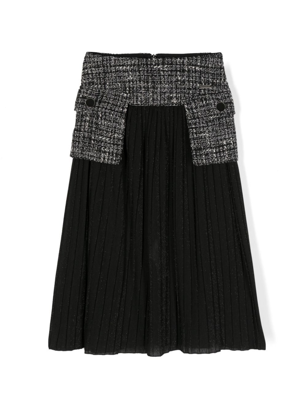 Lurex maxi pleated skirt - Black