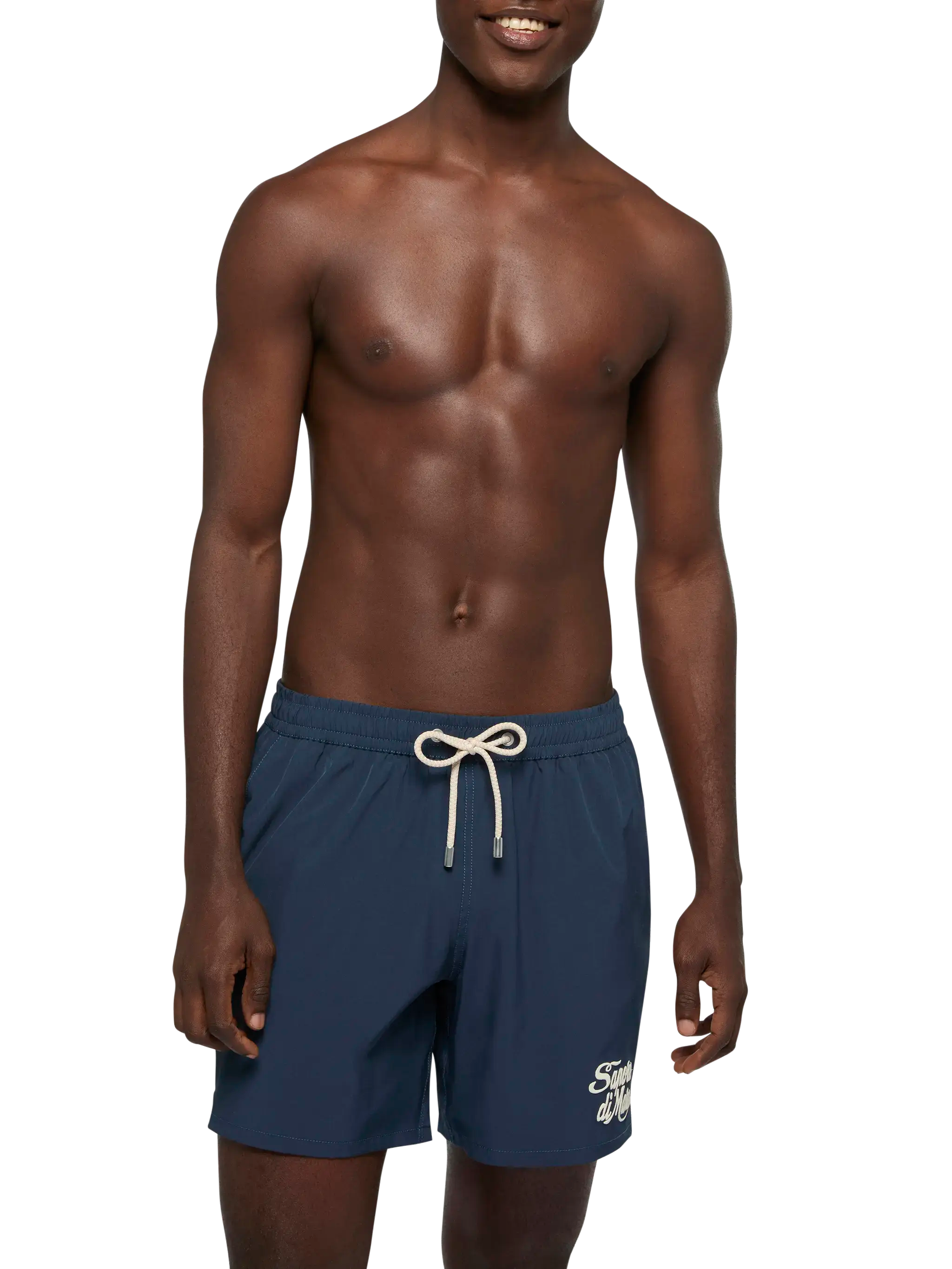 Navy Blue Comfort Swim Shorts With Sapore Di Mare Embroidery Special Edition Swimshort - Men