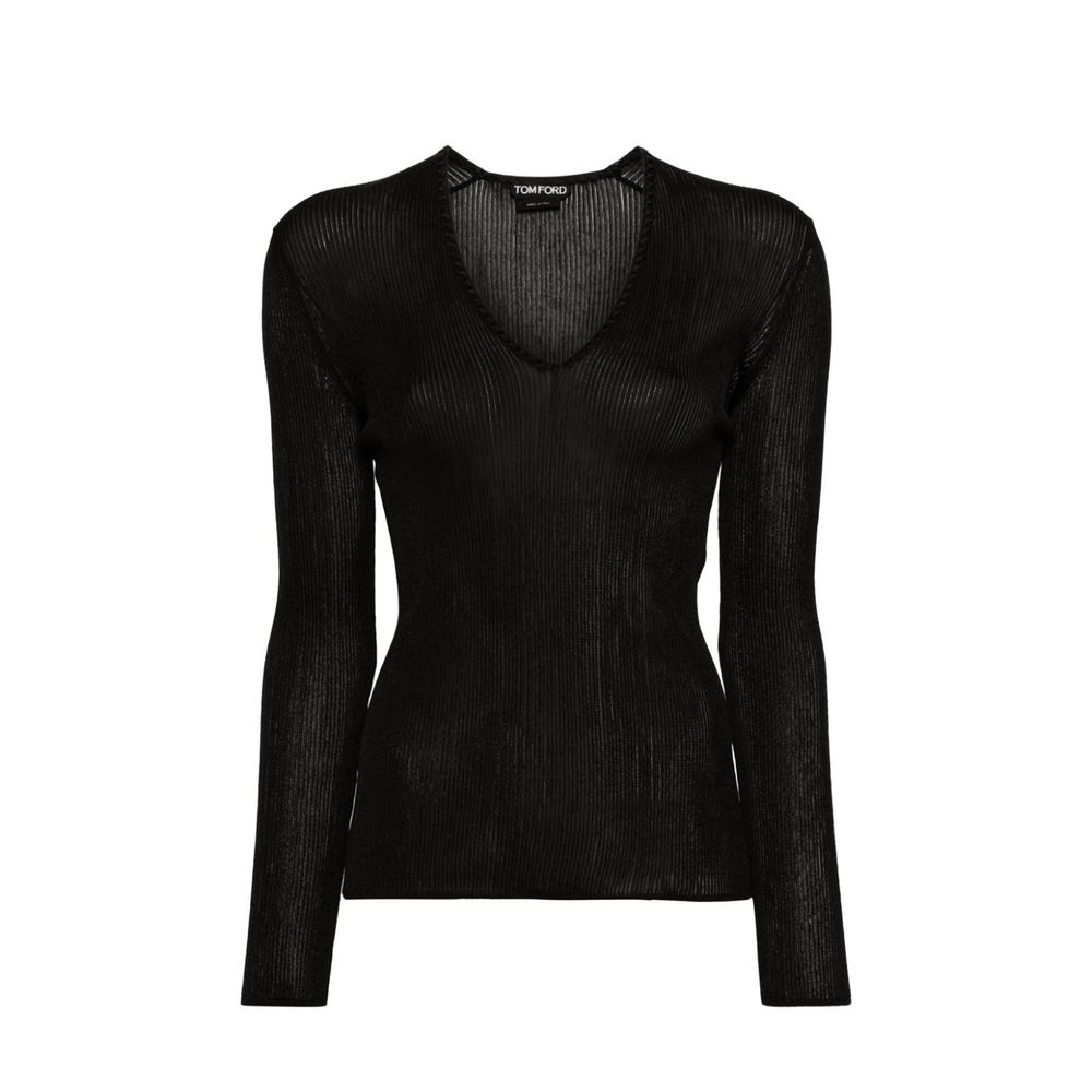Ribbed Viscose Sweater — Black