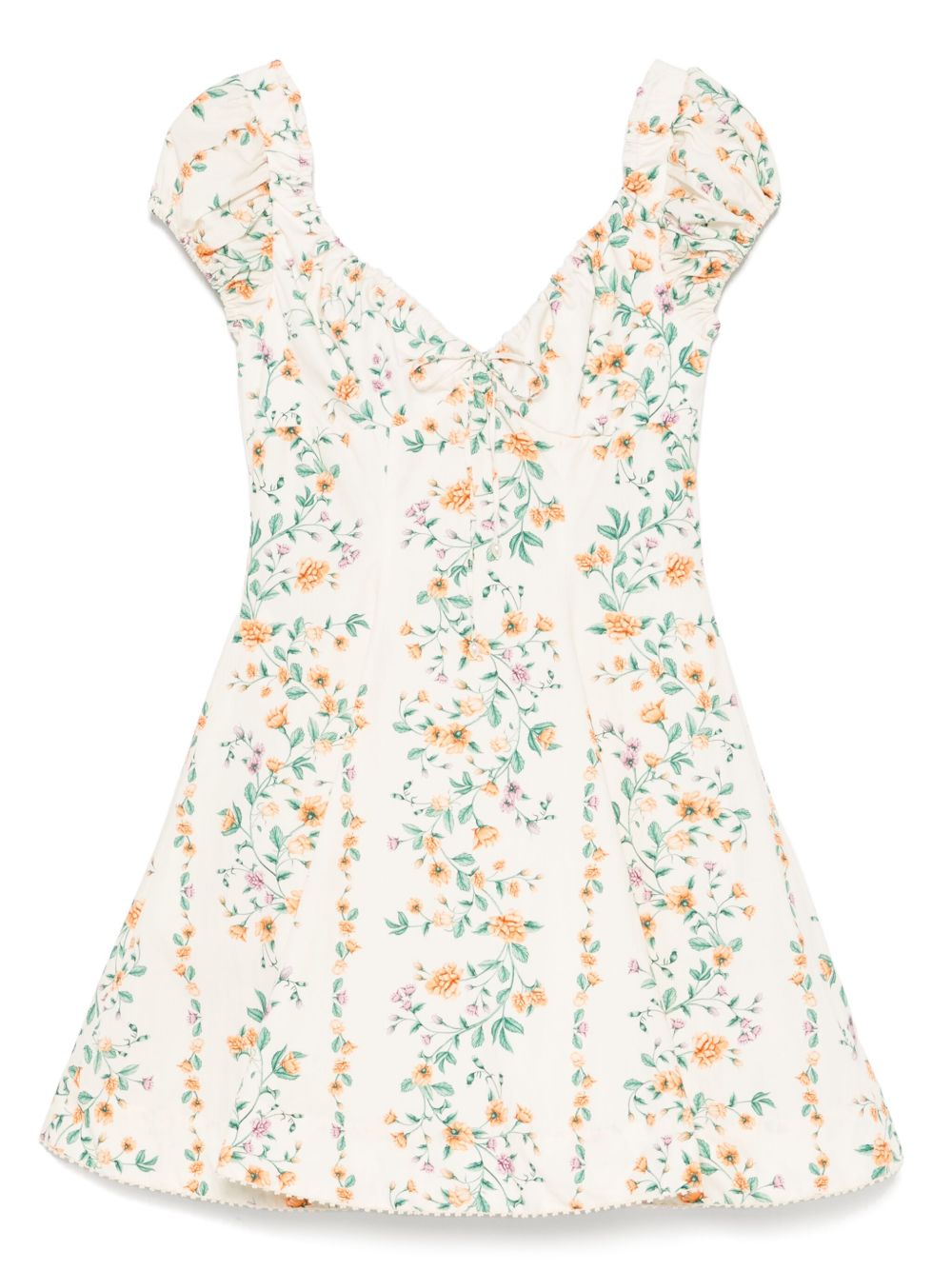 Floral-print cotton dress - Neutrals
