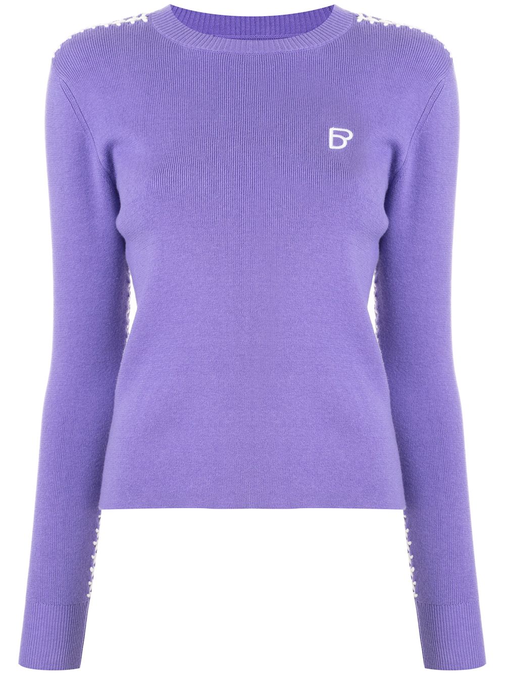Long sleeve ribbed knit sweater - Purple