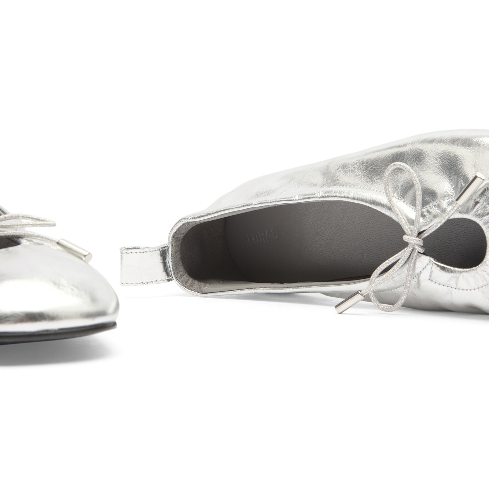 Women's Rosalind Leather Ballet Flats in Shimmer Silver