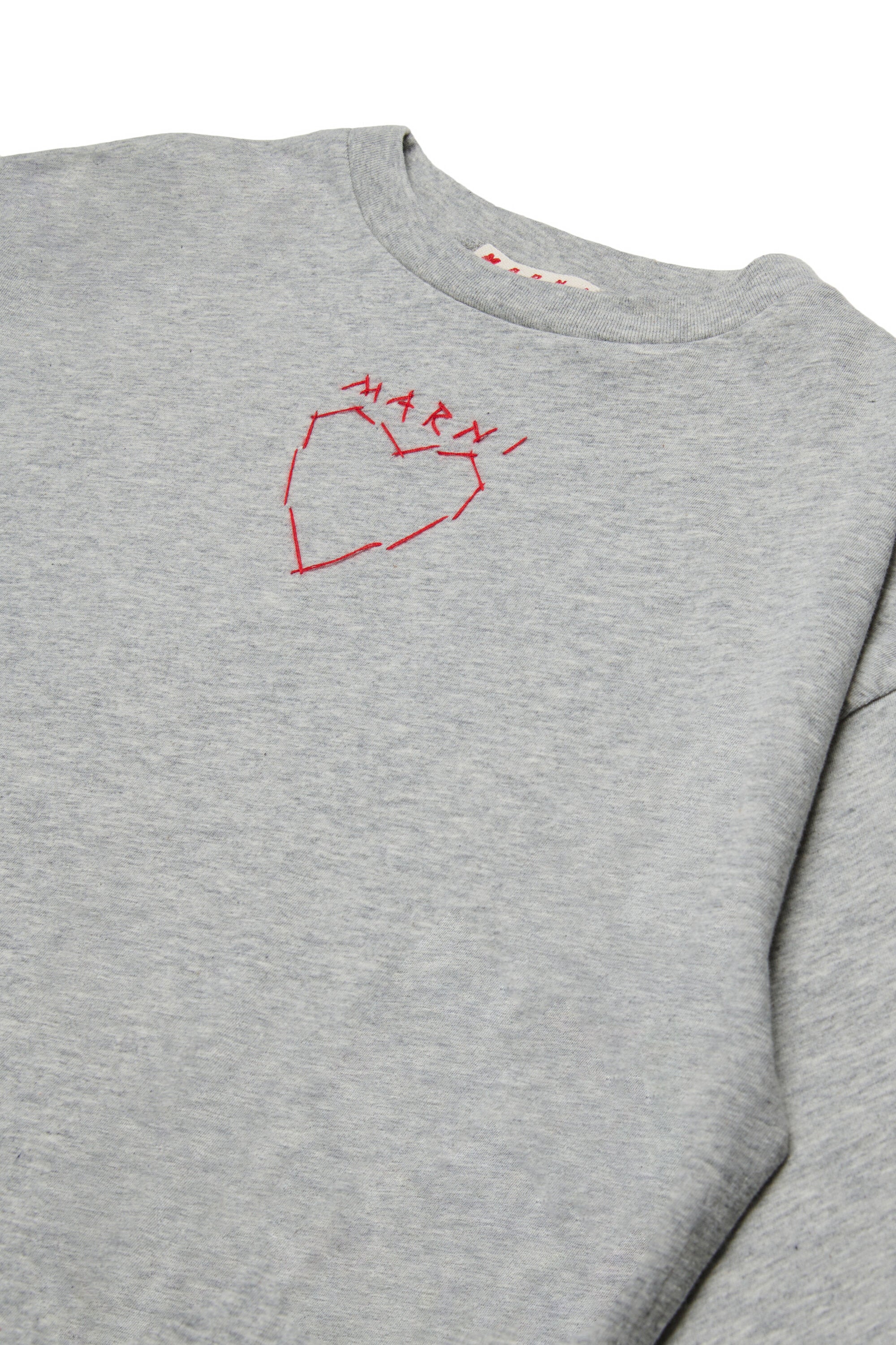 For Kids - T-shirt con ricamo a cuore davanti - Grigio