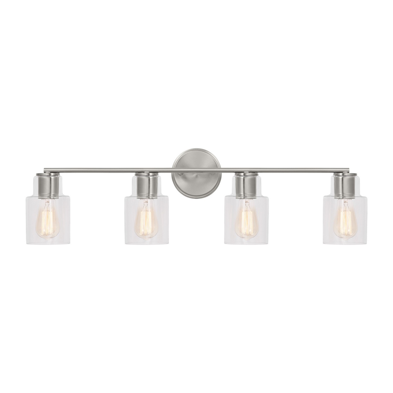Brushed Steel Four Light Bath from the Sayward Collection