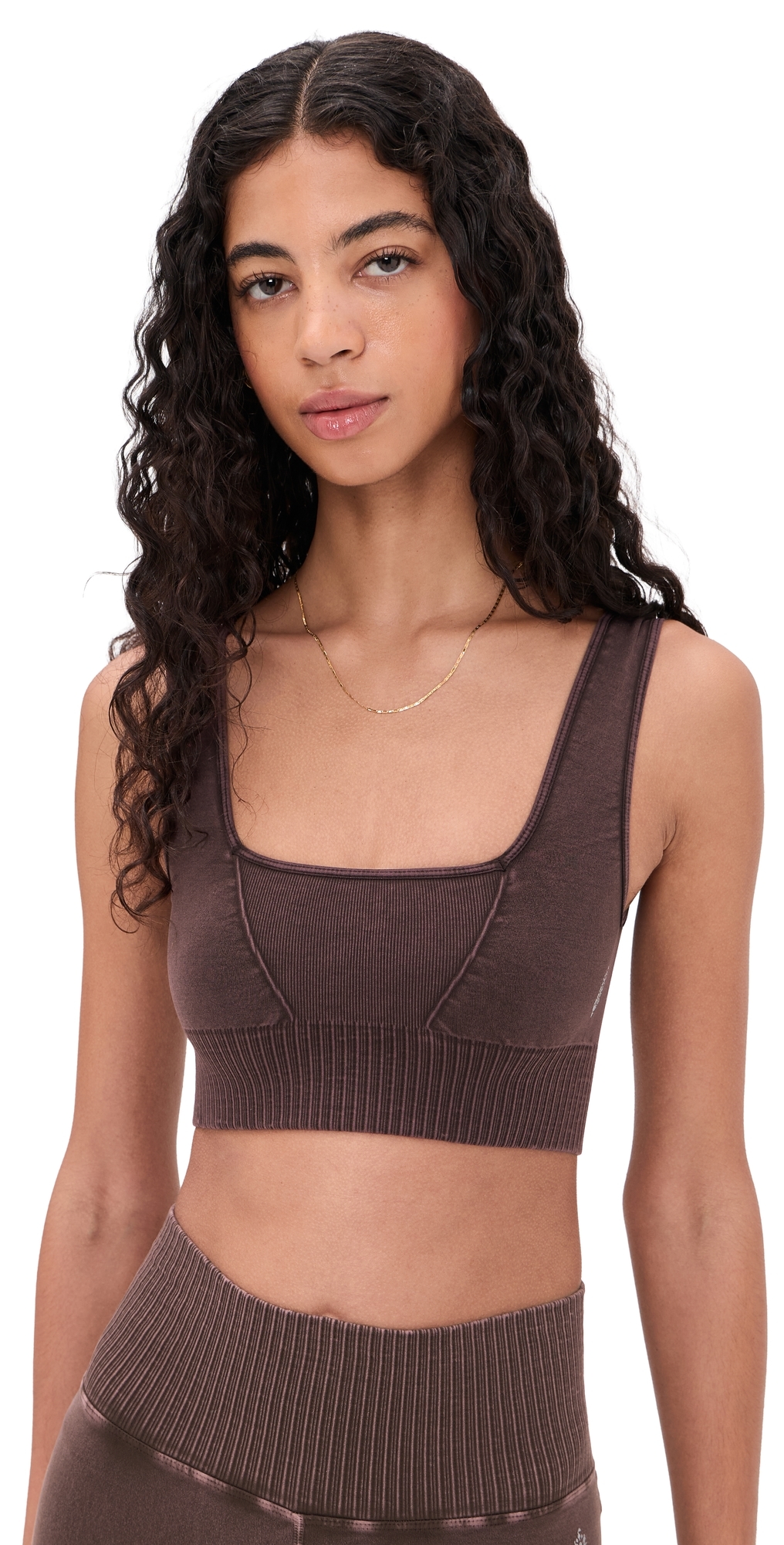 Square Neck Good Karma Bralette Washed Chocolate L