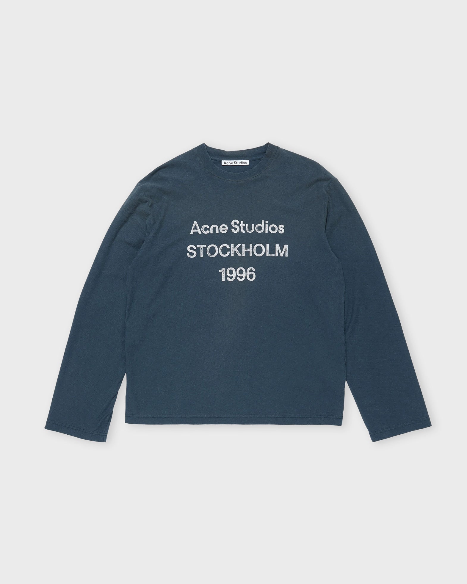 Acne Studios T-Shirt Long Sleeve Logo Relaxed Fit Blue