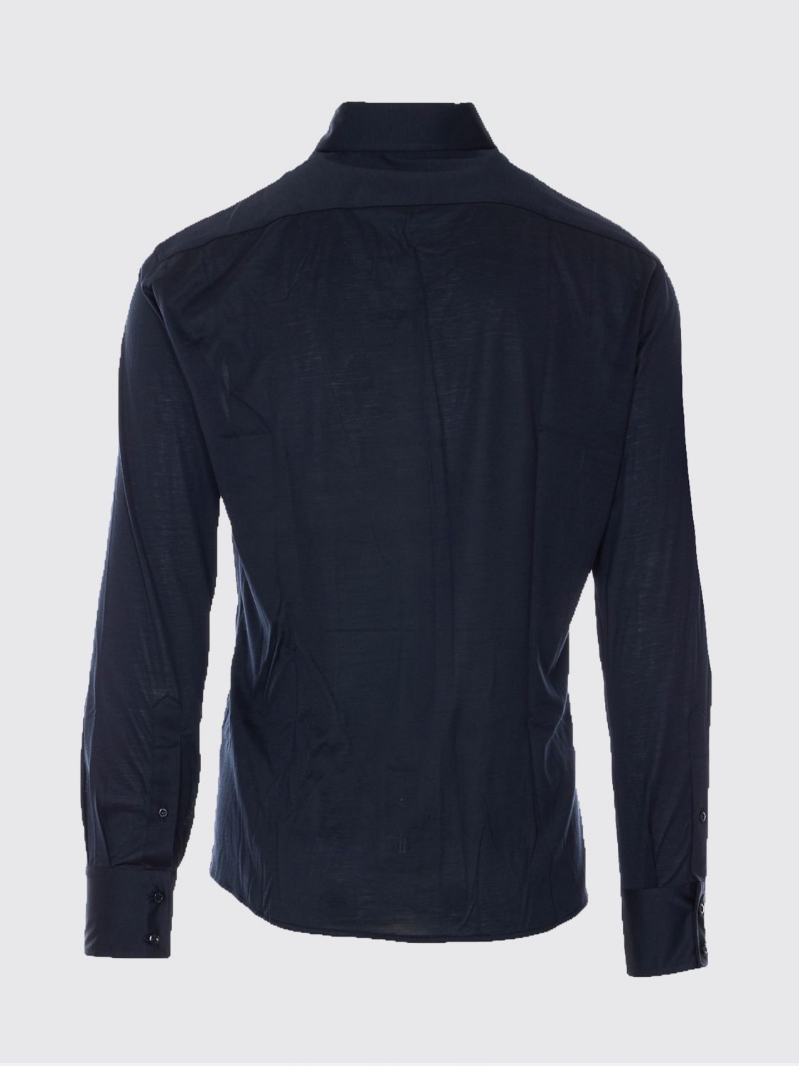 Long-sleeve silk-cotton shirt - Blue