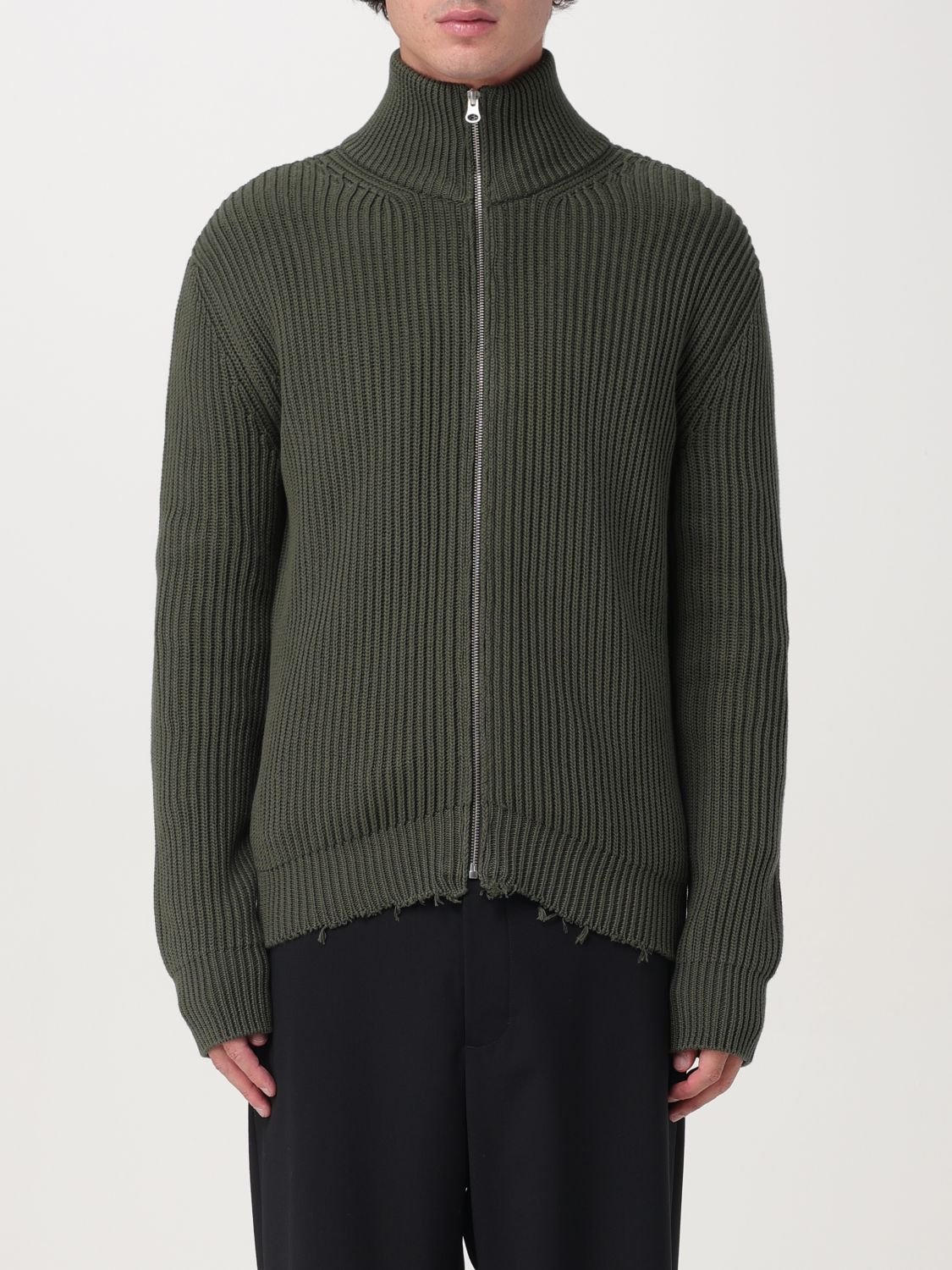 Ribbed zip-up cotton jacket - Green