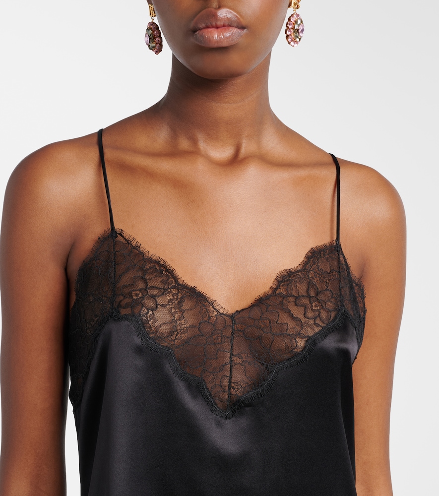 Silk and cotton-blend satin slip dress