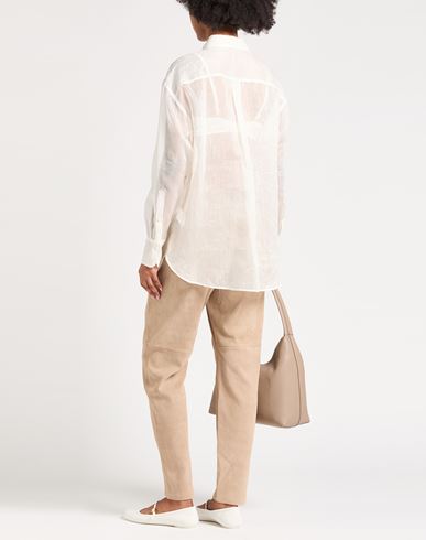 Woman Shirt Ivory Size 6 Linen, Silk