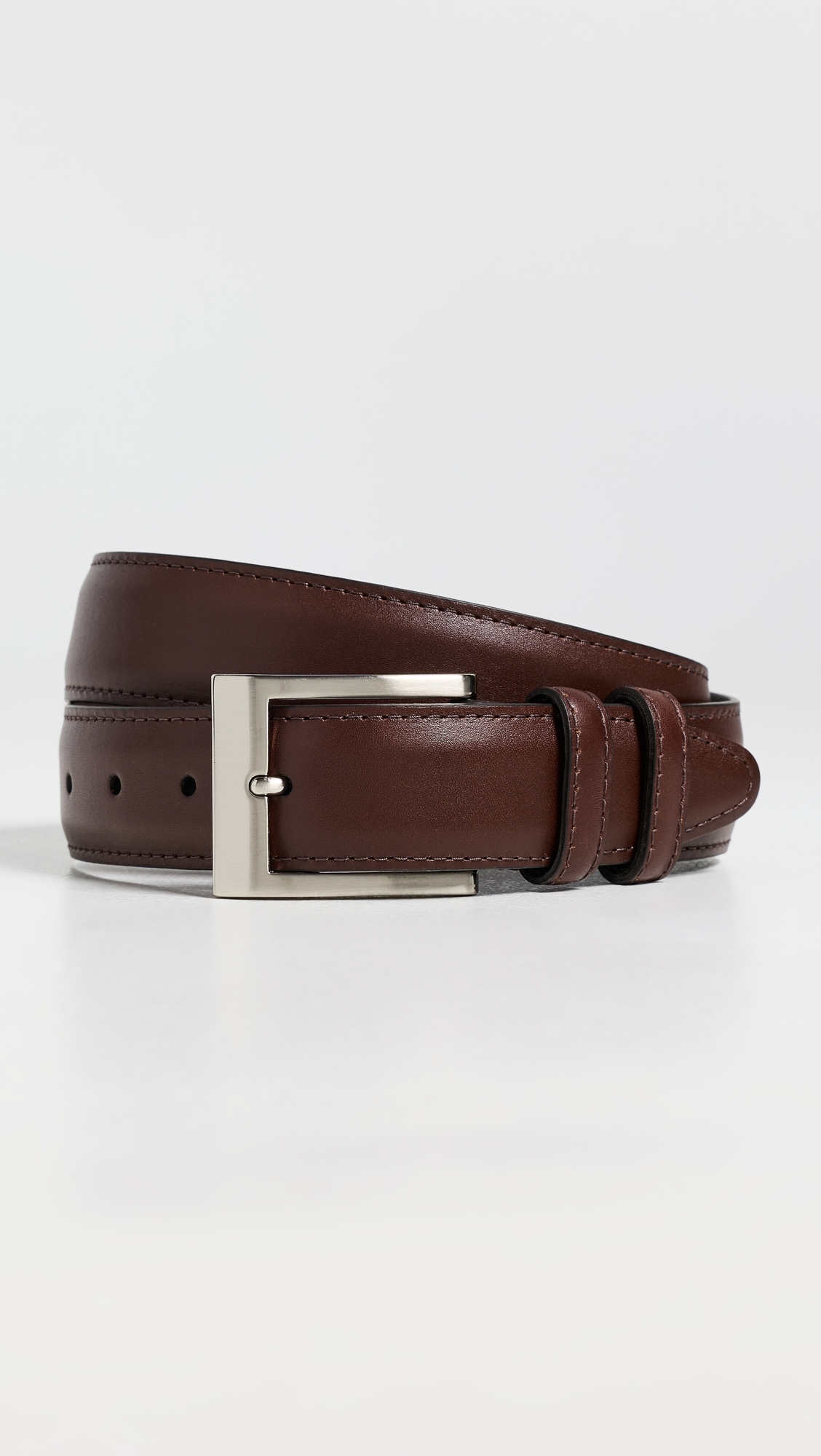 Wide Basic Dress Belt Mahogany Leather