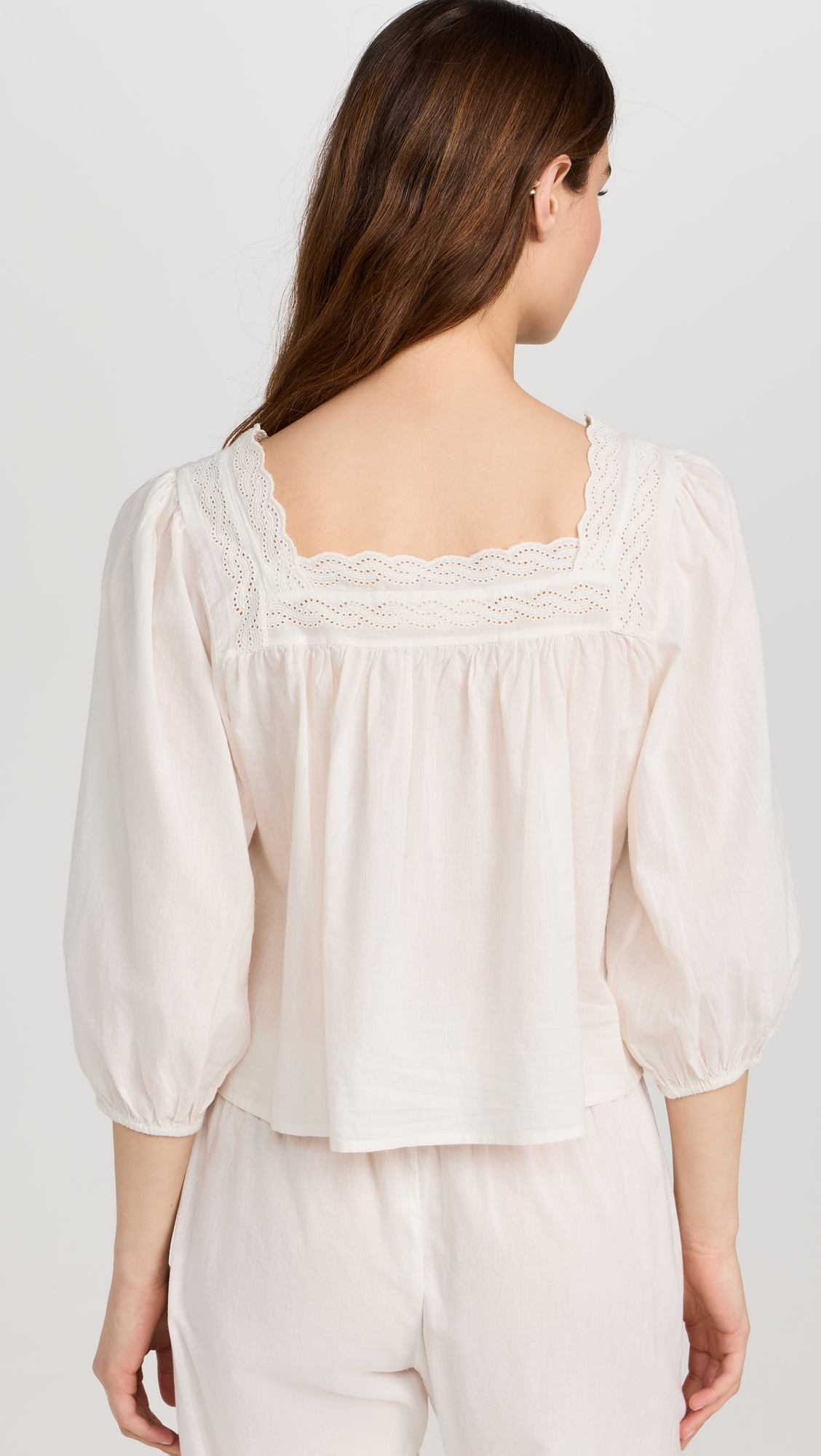 The Eyelet Button Sleep Top True White