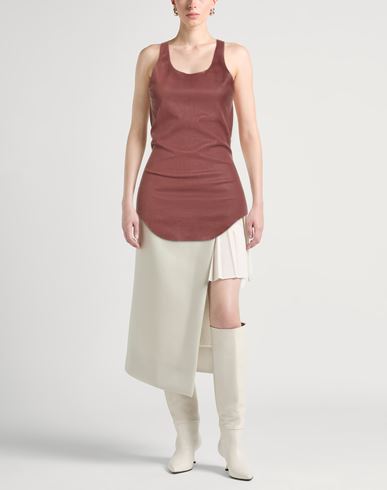 Woman Tank top Chocolate brown Size 4 Lambskin, Cotton, Elastane