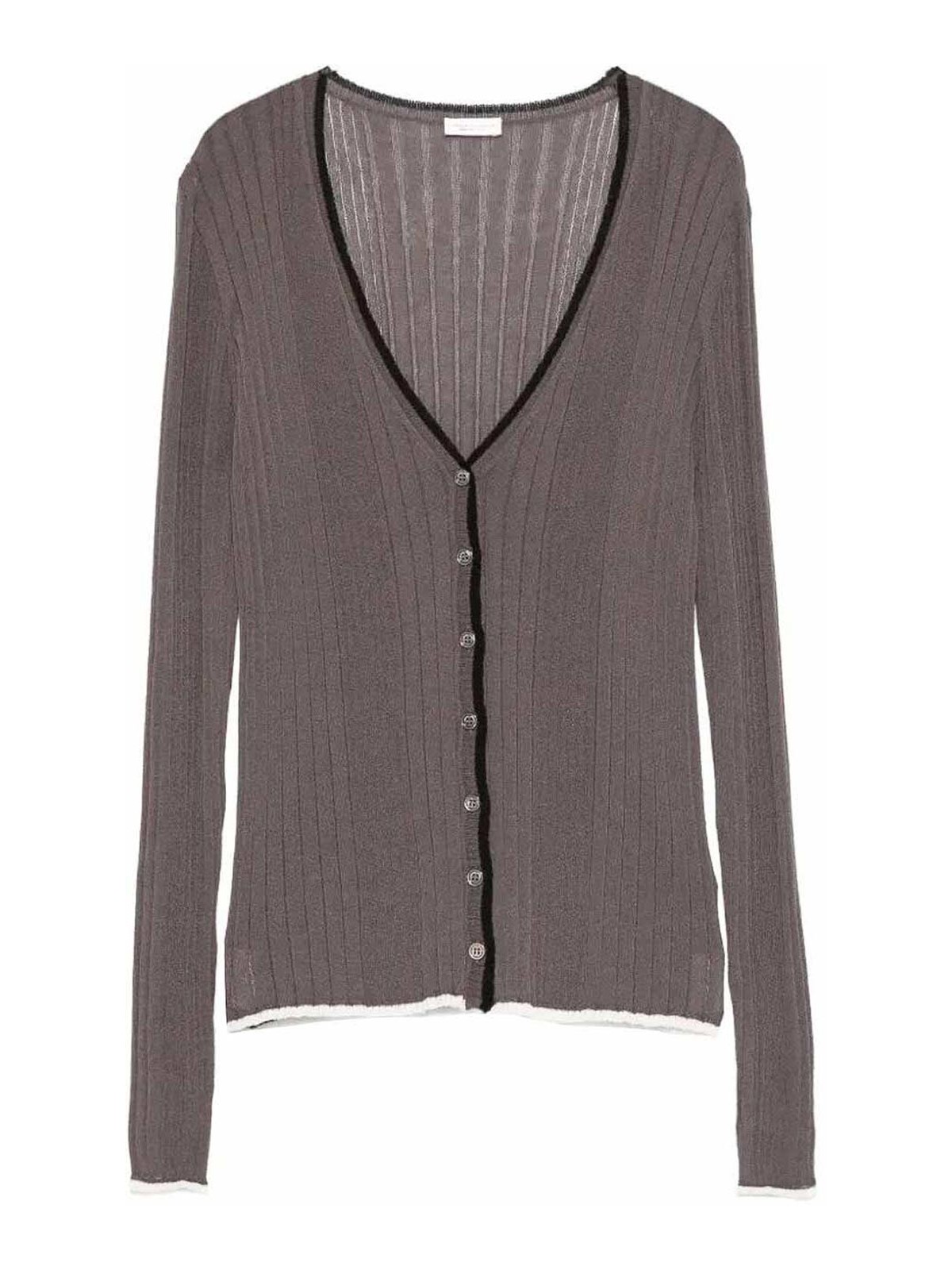 Roberto Collina - v neck cardigan ribbed knit contrast tri