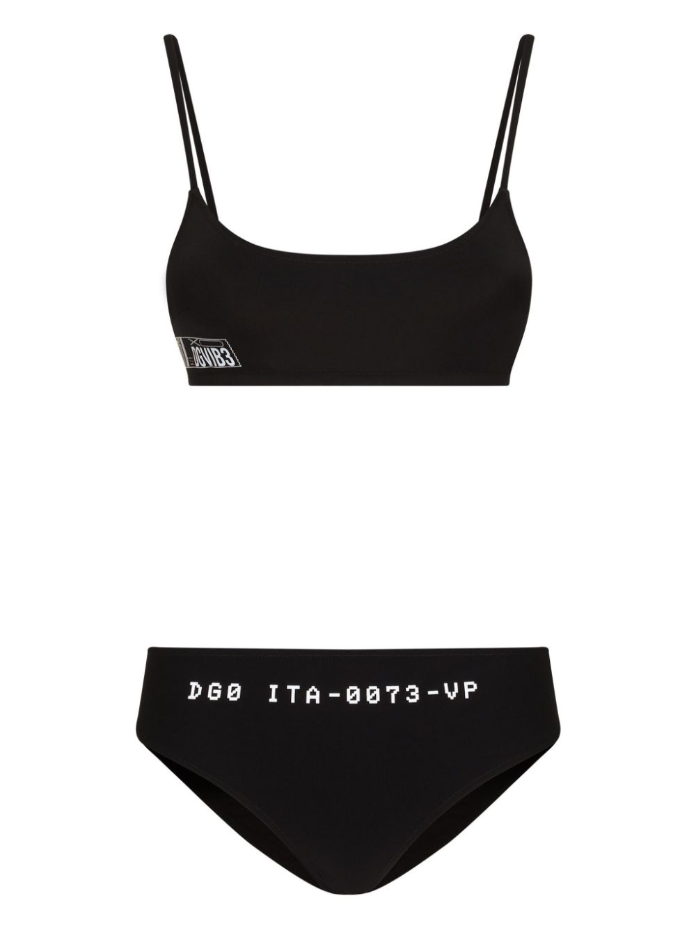 Logo-print thin-straps bikini - Black