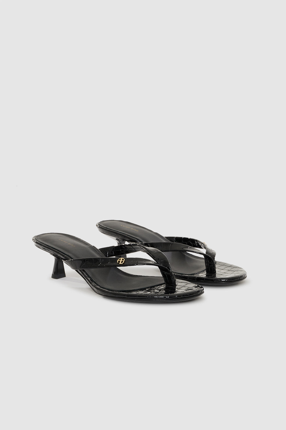 Noelle Thong Heels - Embossed Black