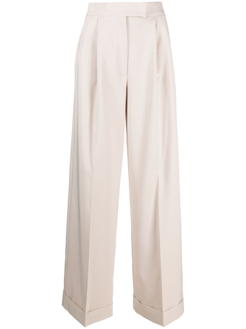 Pressed-crease flared trousers - Neutrals