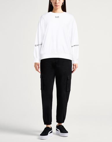Ea7 Woman Sweatshirt White Size L Cotton, Elastane
