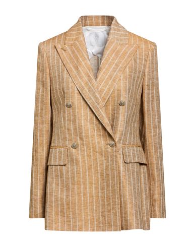 Woman Blazer Camel Size 2 Hemp, Linen