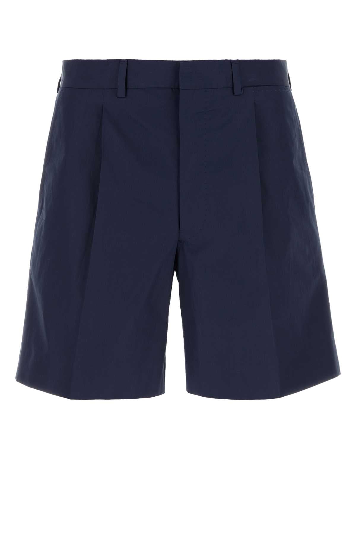 Cotton Poplin Bermuda Shorts — Navy