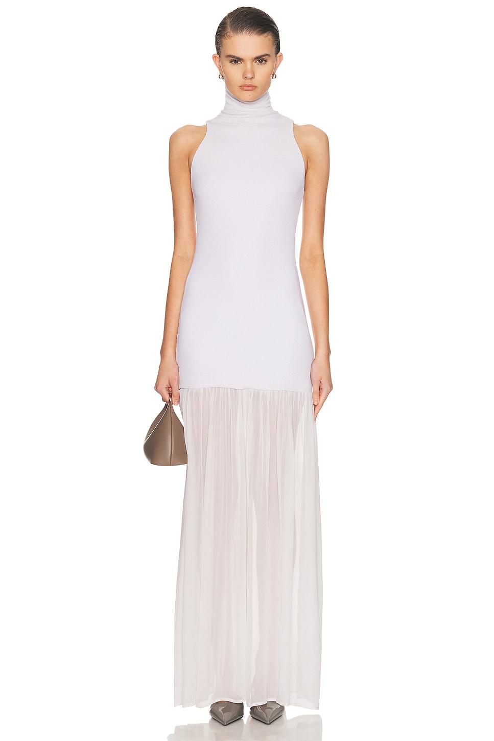 Enza Costa Airy Halter Turtleneck Dress in Mist - Cream. L also in M