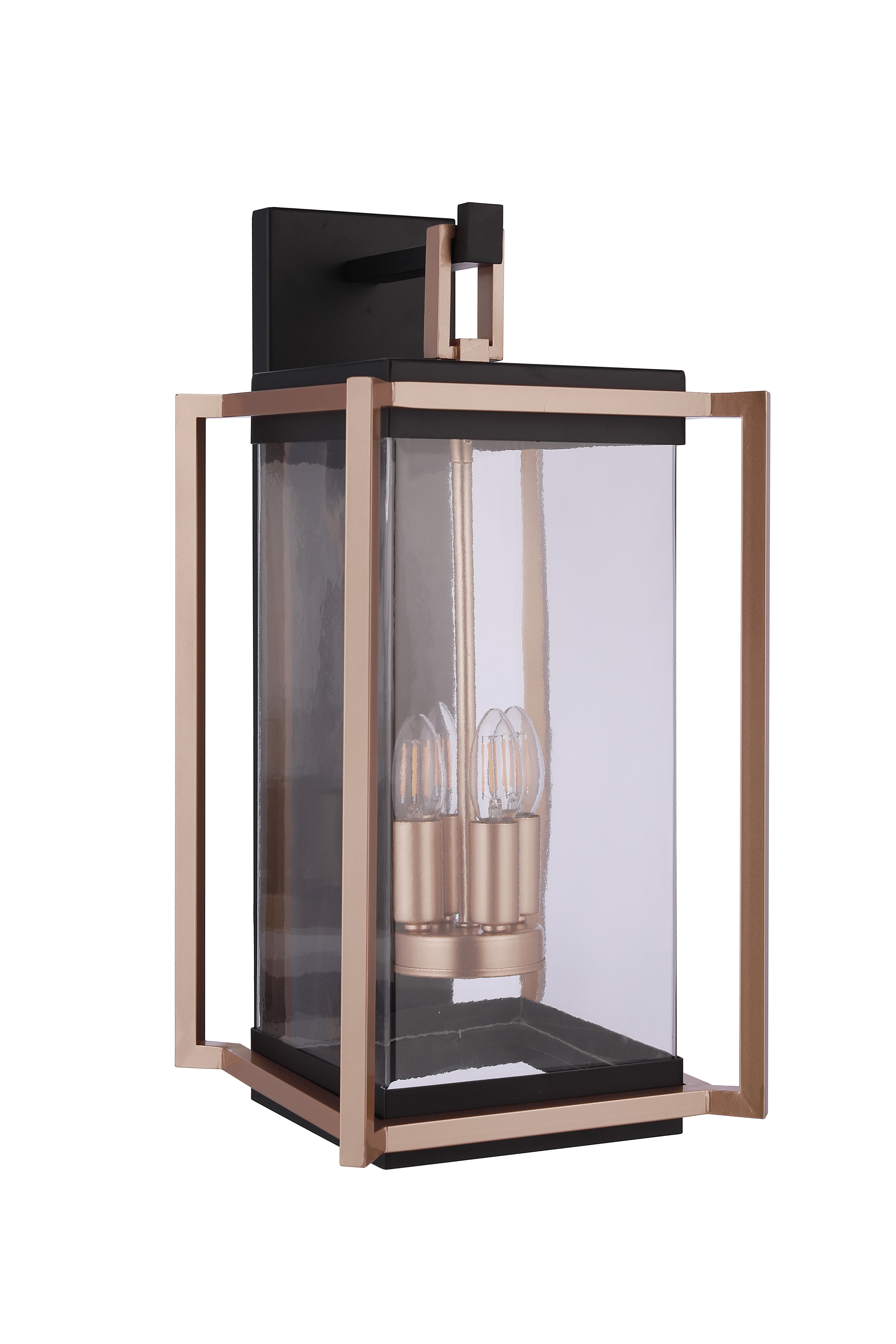 Midnight Satin Brass Outdoor Wall Lantern from the Metalwork Collection