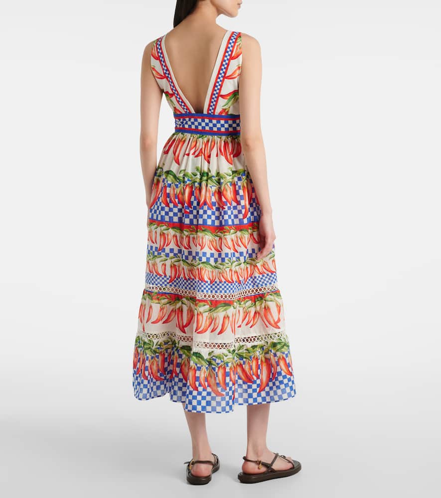 Printed cotton midi dress