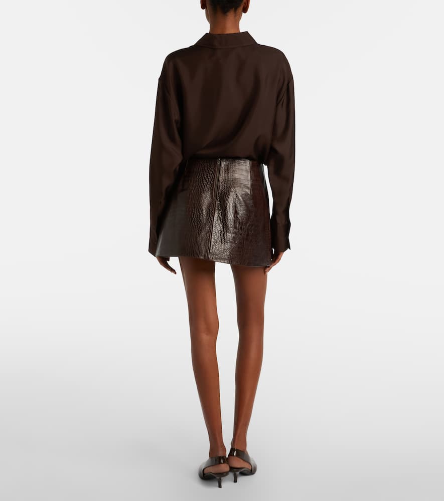 Rory croc-effect leather miniskirt